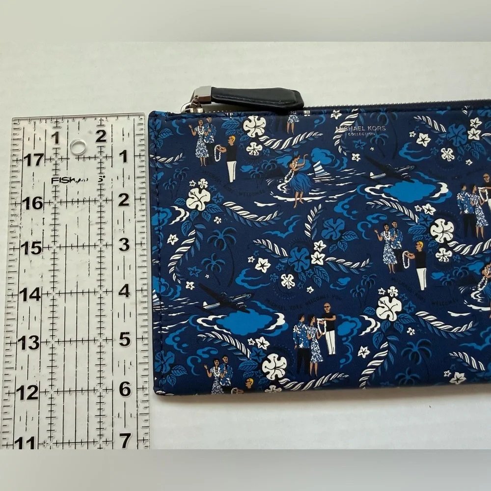 Michael Kors Prescott Tropical Welcome Print Leather pouch